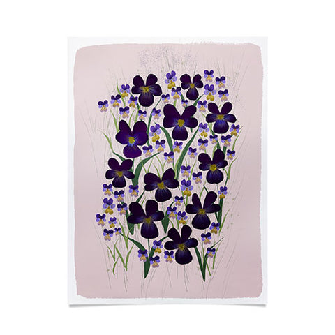 Joy Laforme Pansies in Purple and Yellow Poster