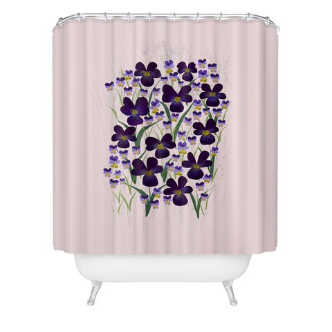 Joy Laforme Pansies in Purple and Yellow Shower Curtain