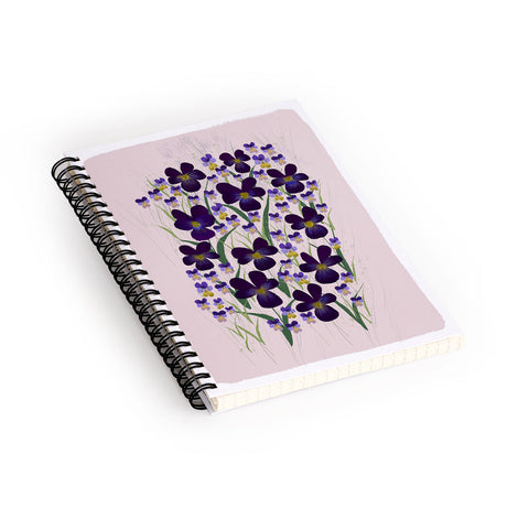 Joy Laforme Pansies in Purple and Yellow Spiral Notebook