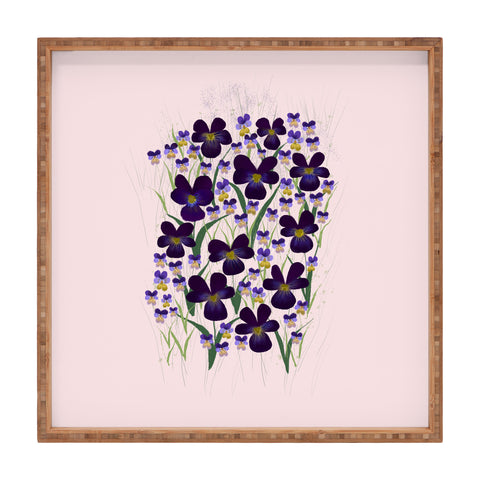 Joy Laforme Pansies in Purple and Yellow Square Tray