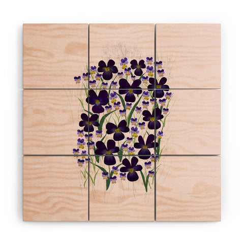 Joy Laforme Pansies in Purple and Yellow Wood Wall Mural
