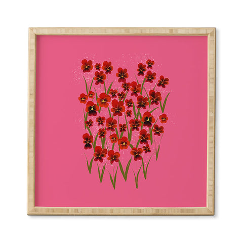 Joy Laforme Pansies in Red and Pink Framed Wall Art