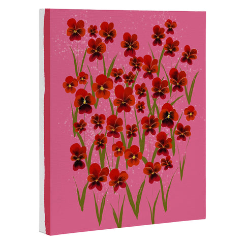 Joy Laforme Pansies in Red and Pink Art Canvas