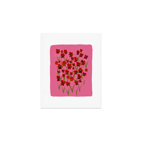 Joy Laforme Pansies in Red and Pink Art Print