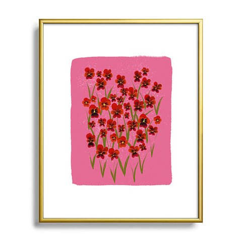 Joy Laforme Pansies in Red and Pink Metal Framed Art Print