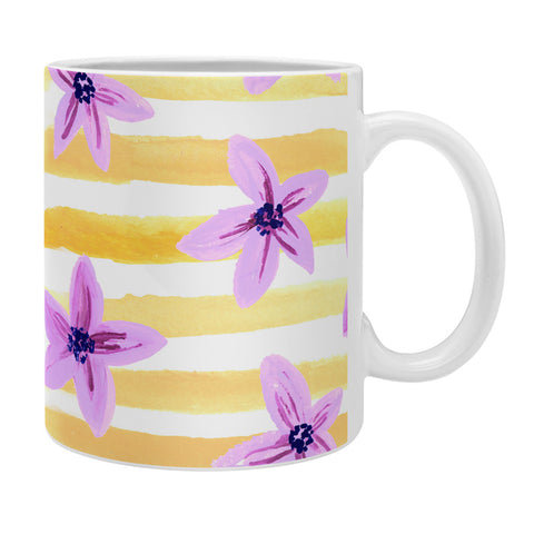 Joy Laforme Pansy Blooms On Stripes I Coffee Mug