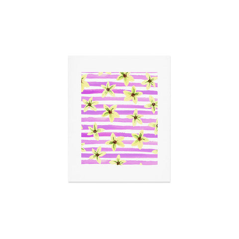 Joy Laforme Pansy Blooms On Stripes II Art Print