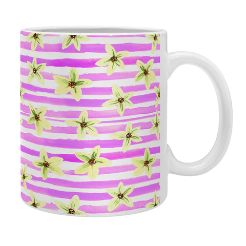 Joy Laforme Pansy Blooms On Stripes II Coffee Mug