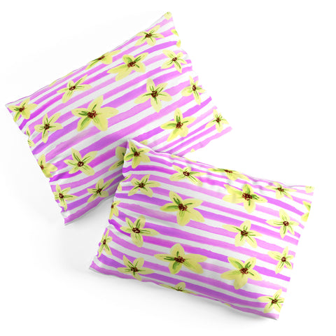 Joy Laforme Pansy Blooms On Stripes II Pillow Shams