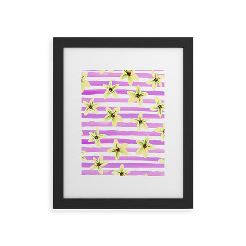 Joy Laforme Pansy Blooms On Stripes II Framed Art Print