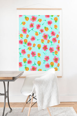 Joy Laforme Peonies And Tulips In Blue Art Print And Hanger