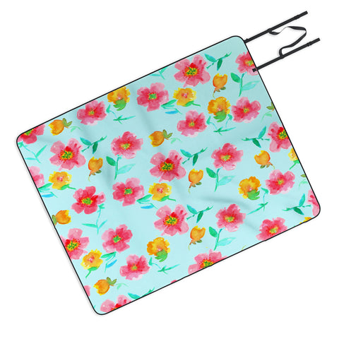 Joy Laforme Peonies And Tulips In Blue Picnic Blanket
