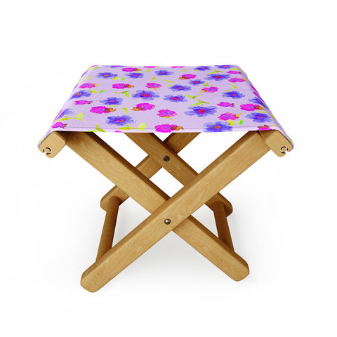Joy Laforme Peonies And Tulips In Periwinkle Folding Stool