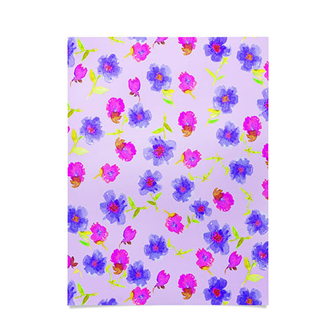 Joy Laforme Peonies And Tulips In Periwinkle Poster