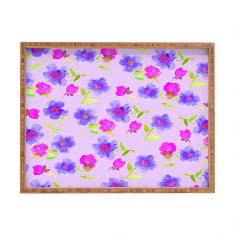 Joy Laforme Peonies And Tulips In Periwinkle Rectangular Tray