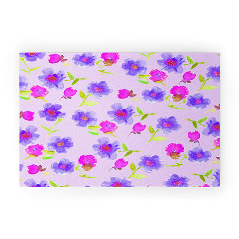 Joy Laforme Peonies And Tulips In Periwinkle Welcome Mat