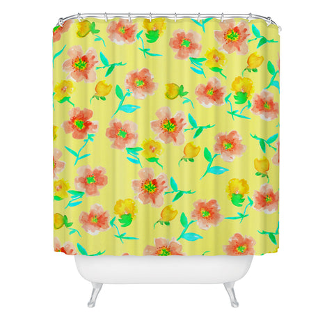 Joy Laforme Peonies And Tulips In Yellow Shower Curtain