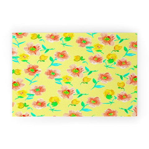 Joy Laforme Peonies And Tulips In Yellow Welcome Mat