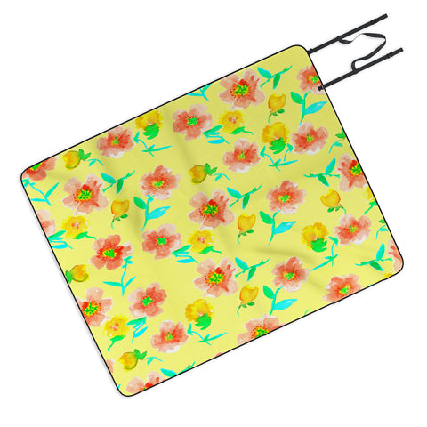 Joy Laforme Peonies And Tulips In Yellow Picnic Blanket