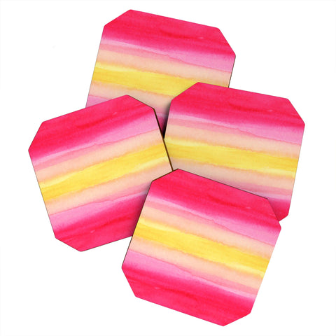 Joy Laforme Pink And Yellow Ombre Coaster Set