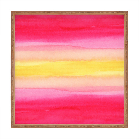 Joy Laforme Pink And Yellow Ombre Square Tray