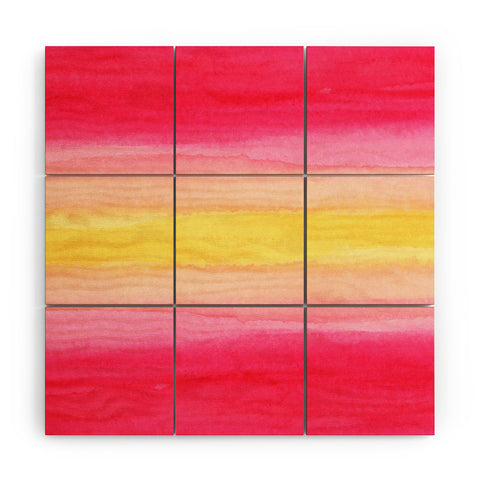 Joy Laforme Pink And Yellow Ombre Wood Wall Mural