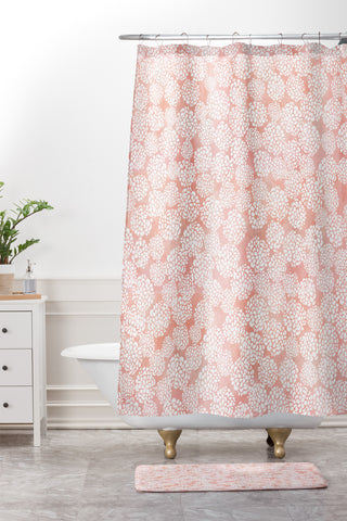 Joy Laforme Pink Dahlias Shower Curtain And Mat