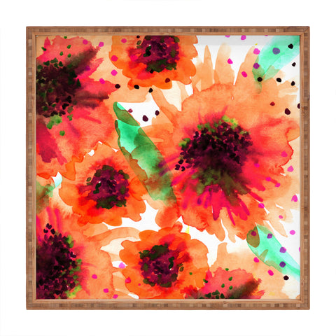 Joy Laforme Poppies In Red Square Tray