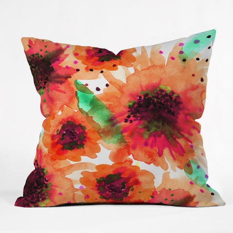 Joy Laforme Poppies In Red Outdoor Throw Pillow