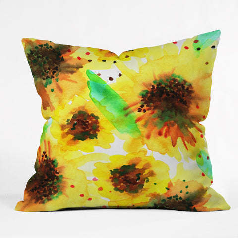 Joy Laforme Poppies in Yellow Outdoor Throw Pillow