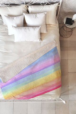 Joy Laforme Rainbow Ombre Fleece Throw Blanket
