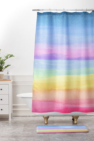 Joy Laforme Rainbow Ombre Shower Curtain And Mat