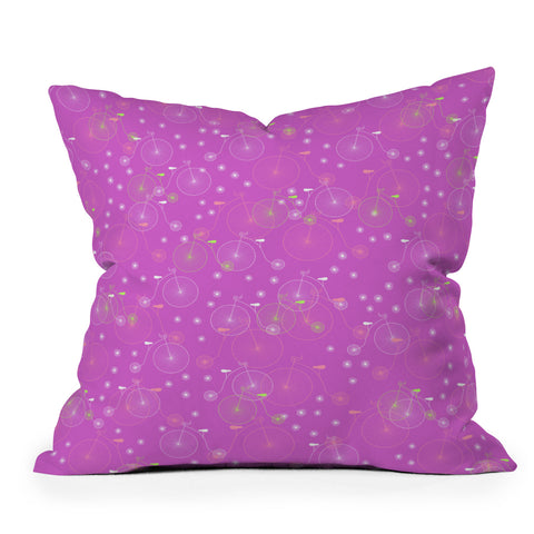 Joy Laforme Ride My Bicycle In Purple Throw Pillow