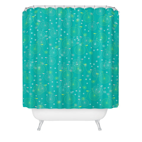Joy Laforme Ride My Bicycle In Turquoise Shower Curtain