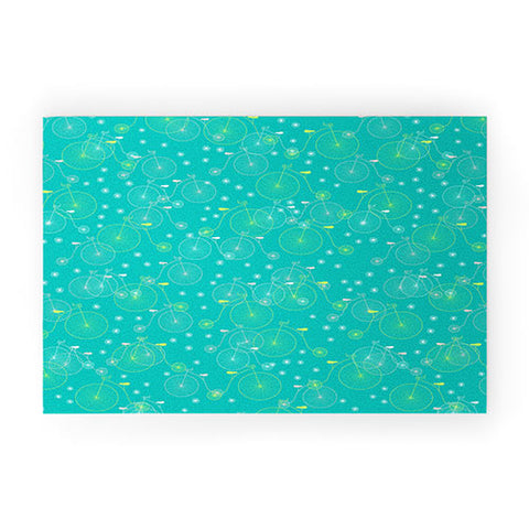 Joy Laforme Ride My Bicycle In Turquoise Welcome Mat