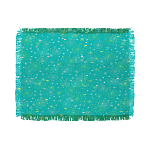 Joy Laforme Ride My Bicycle In Turquoise Throw Blanket