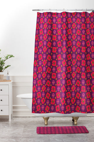 Joy Laforme Simple Flora Deco Shower Curtain And Mat