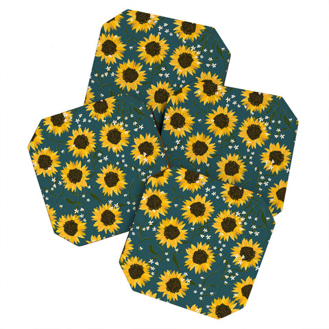 Joy Laforme Summer Garden Sunflowers Coaster Set