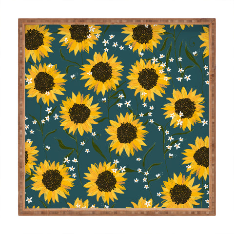 Joy Laforme Summer Garden Sunflowers Square Tray