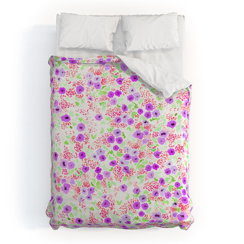 Joy Laforme Sun Faded Floral In Lavender Duvet Cover