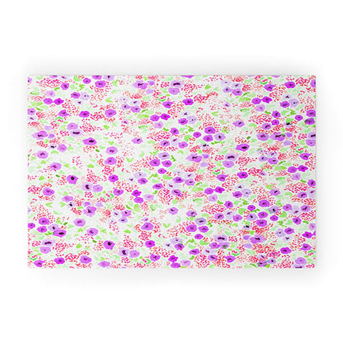 Joy Laforme Sun Faded Floral In Lavender Welcome Mat