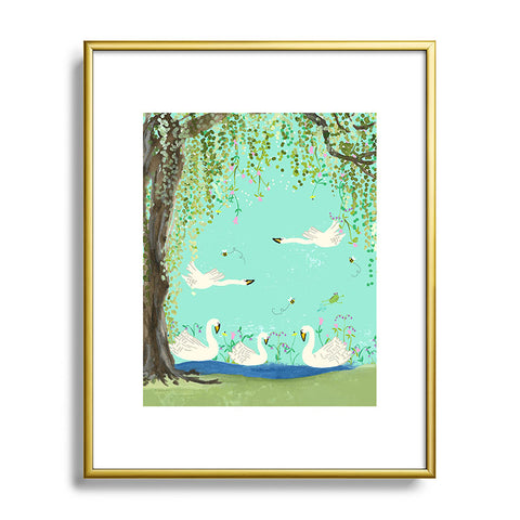 Joy Laforme Swan Lake Metal Framed Art Print