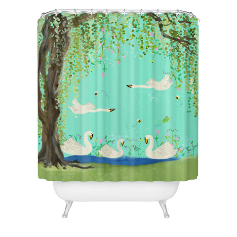Joy Laforme Swan Lake Shower Curtain