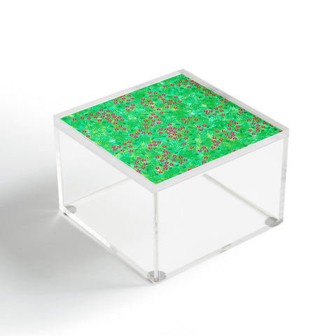 Joy Laforme Tropical Wild Blooms In Green Acrylic Box