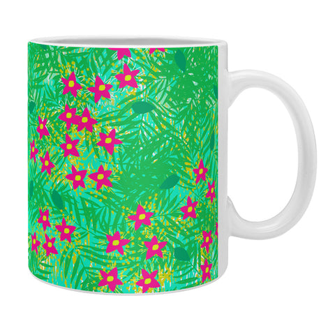Joy Laforme Tropical Wild Blooms In Green Coffee Mug