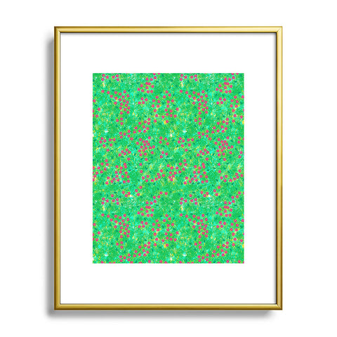 Joy Laforme Tropical Wild Blooms In Green Metal Framed Art Print