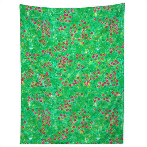 Joy Laforme Tropical Wild Blooms In Green Tapestry