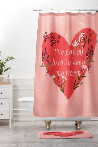 Joy Laforme Valentine Keep Me Warm Shower Curtain And Mat
