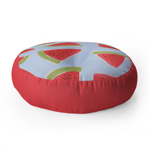Joy Laforme Watermelon Confetti Floor Pillow Round