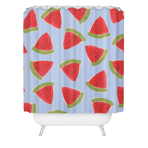 Joy Laforme Watermelon Confetti Shower Curtain